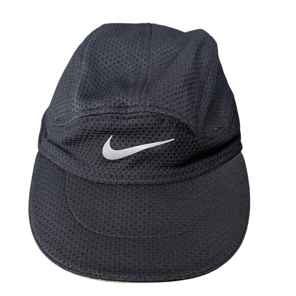 Nike Cap Adjustable 6 Panel Tailwind Mesh Dri Fit Running Black Gray Golf Rare - Picture 1 of 5